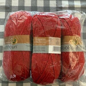 NEW Woolspun Lion brand yarn Tomato 3 skeins brand New with tag.
